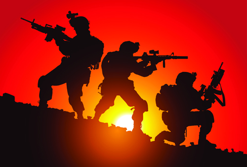 Vector soldiers silhouetter set 08  