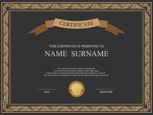 Vintage frame certificate template vectors 03  