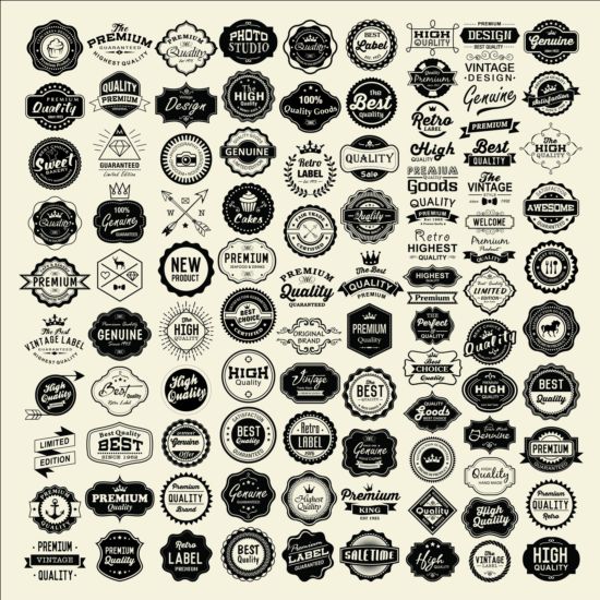 Vintage retro premium quality labels vector  