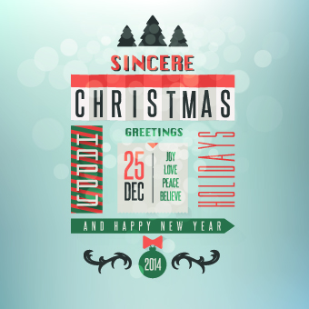 Vintage style 2014 christmas background vector 03  