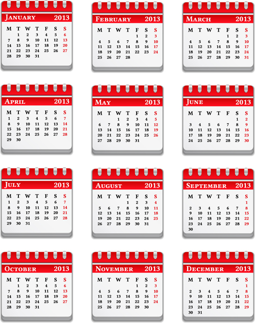 Vector set of Wall calendar 2013 design elements 04  