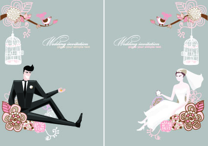 Stylish Wedding card design elements 01  