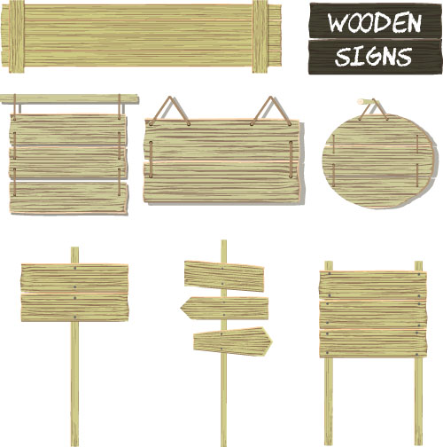 Wooden signs design vectors set 09  