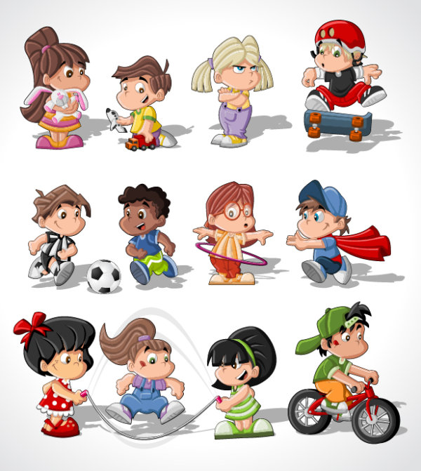 Different Cartoon Children elements vector material 04  