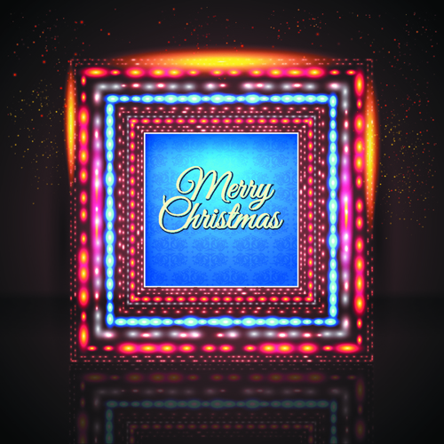 2014 New Year Christmas Colored light frame vector 01  
