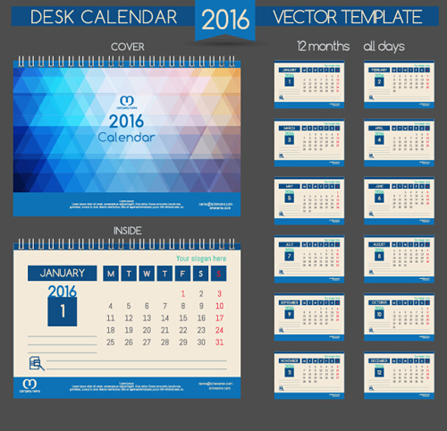 2016 New year desk calendar vector material 77  