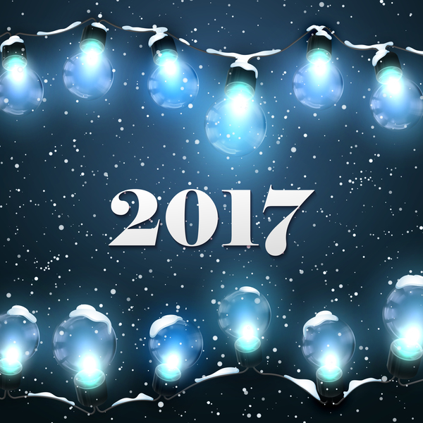 2017 nuovo anno sfondo con vettore lampadina  
