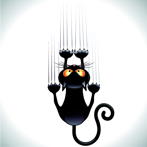 Amusing black cat vector 01  