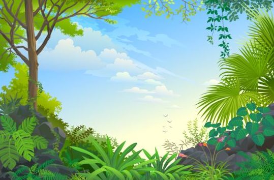 Mooie jungle landschap vector graphics 09  