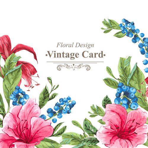 Beautiful floral background vintage card vector 04  