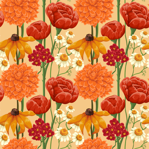 Beautiful flower seamless patterns retro vector set 04  