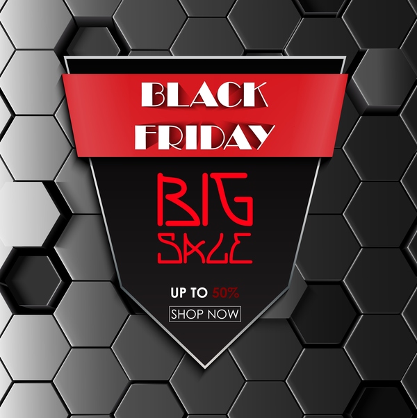 Schwarzer Freitag-Verkauf mit Hintergrund 04 des Hexagons 3D  