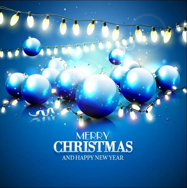 電球装飾ベクトルと青のクリスマスボール  