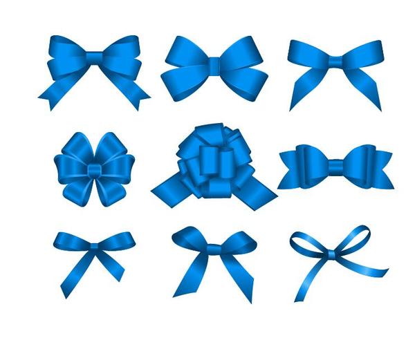 Blue ribbon bows vector material 01  