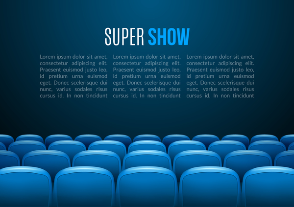 Blue seats with cinema background vector 01  