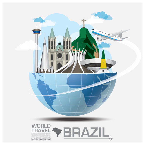 Modèle de vecteur de voyage du Brésil  