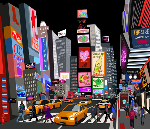 Bustling city design vector 03  