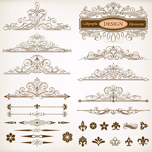 Calligraphic design elements vectors set 02  