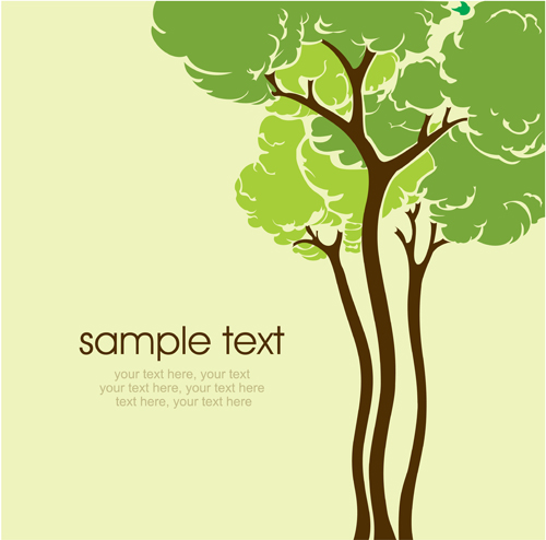 Set of Card with trees background vector 03  