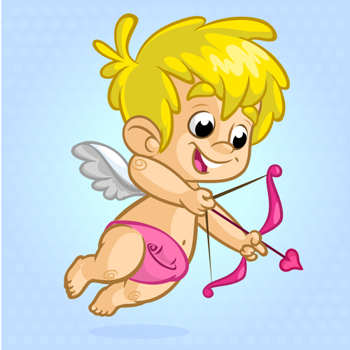 Cartoon cupid with bow vectors set 02  