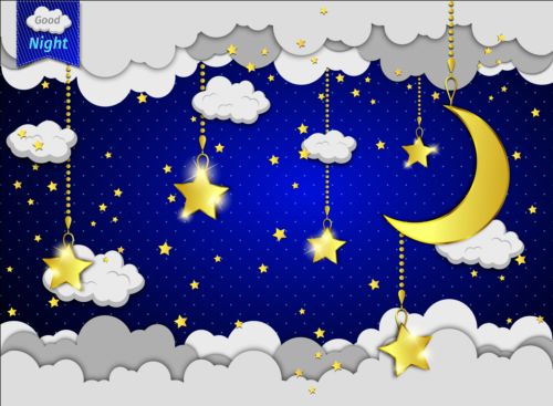 Cartoon good night background vector 04  