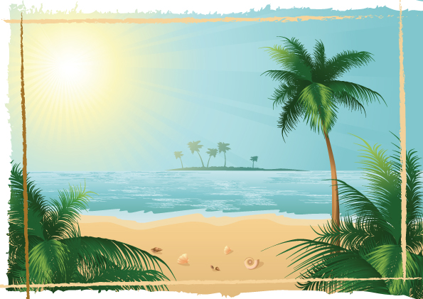 Charming sun beach design vector background 02  