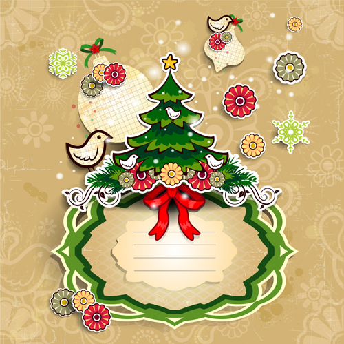 Christmas cute greeting cards design vector 07  