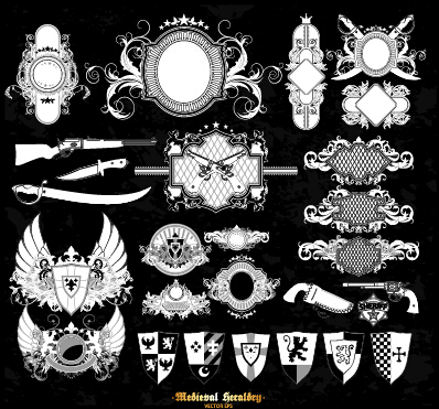 Classical heraldry ornaments vector material 07  