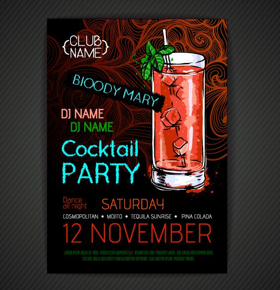 Cocktail feestje poster en flyer template vector 11  