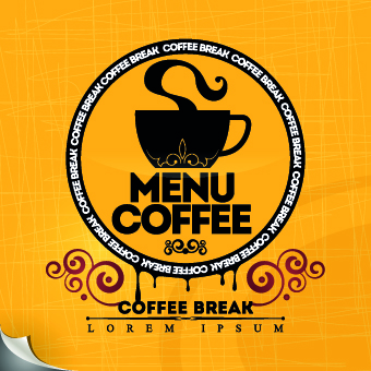 Coffee house menu cover elements vector 02  