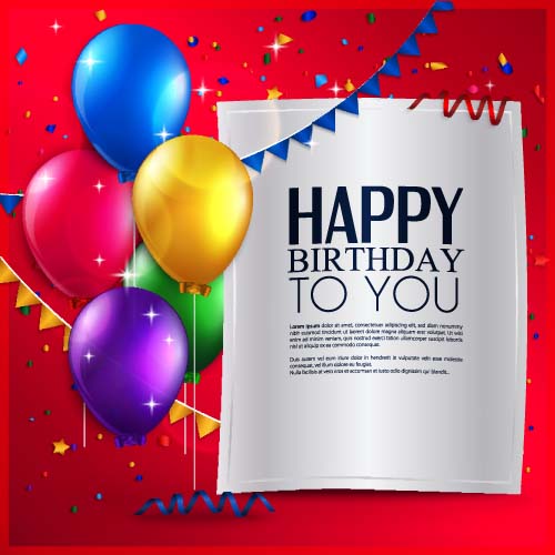 誕生日カード ベクトル材料 01 色の風船  