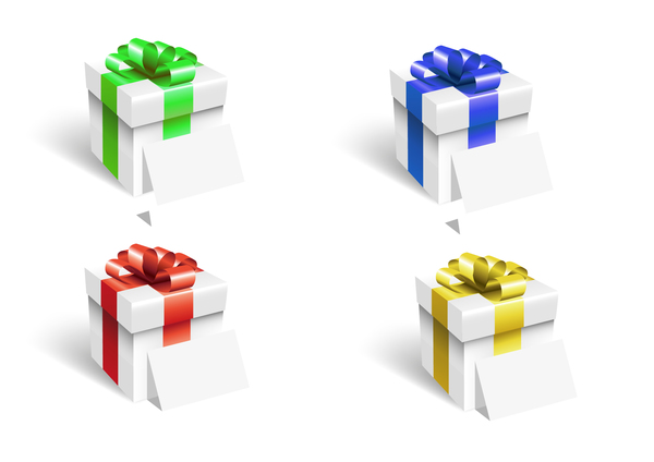 Цветные ленты лук с подарочные коробки Векторный 01  