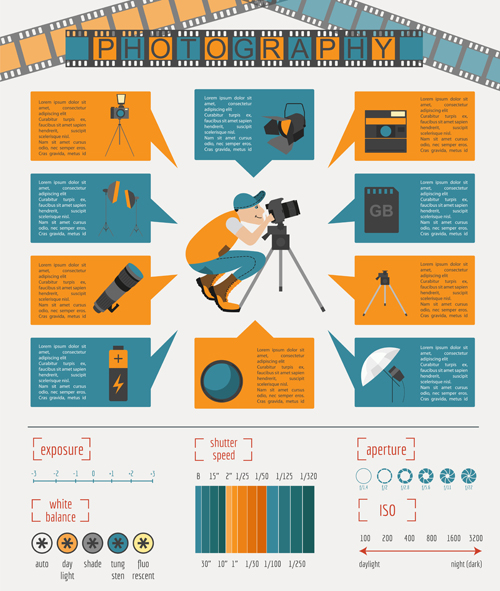 Creative photography infographics design vectors 06  