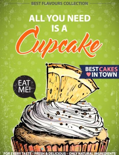Cupcake vintage poster design vettoriali 16  