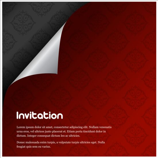 Curled corner invitation background vector  