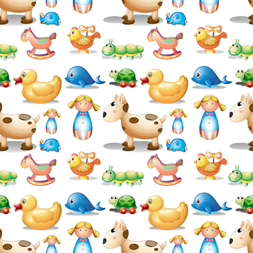 Cute animal pattern cartoon vector 02  