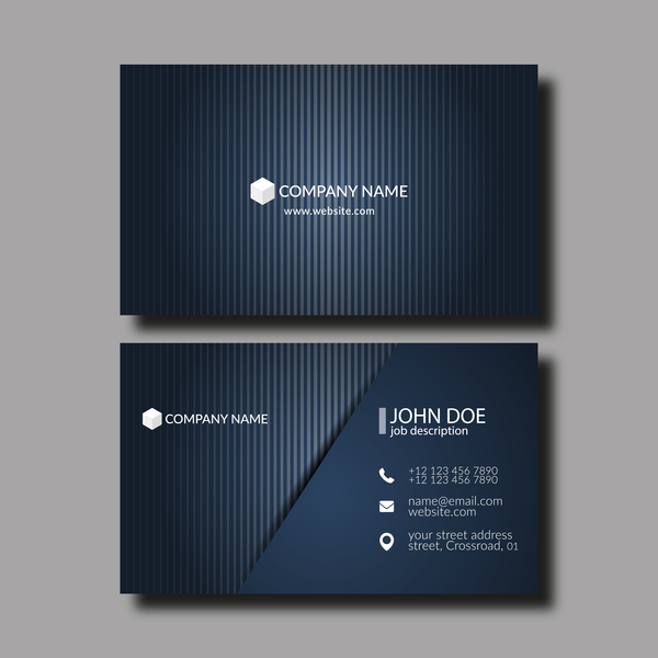Dark blue business card template vector 01  