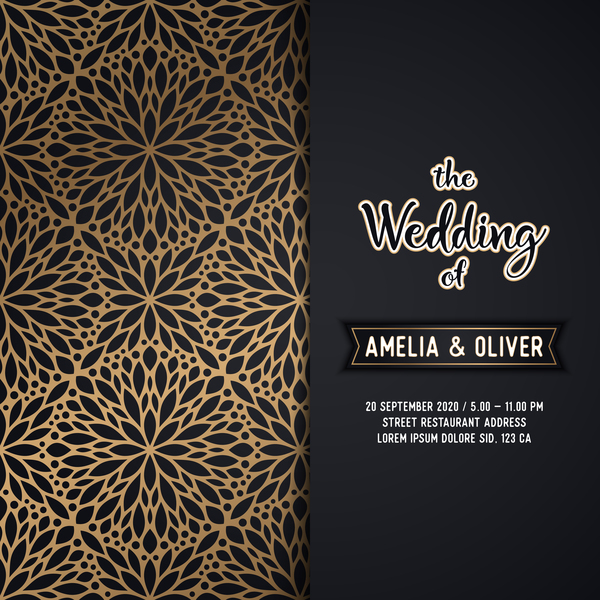 Dekor-Muster mit Hochzeit Einladungskarte Vektor  