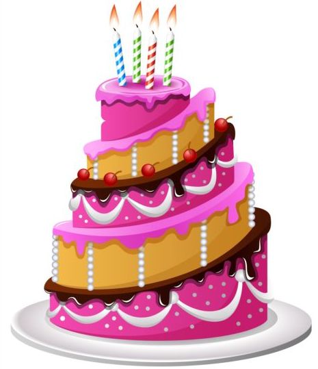 Вкусный торт ко дню рождения с векторами свечи 01  