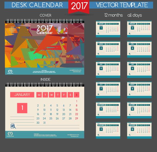 Schreibtisch 2017 Kalendercover und Innenvorlage Vektor 07  