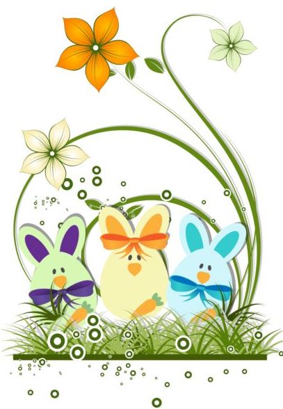 Easter background with decorative flower vector 01  
