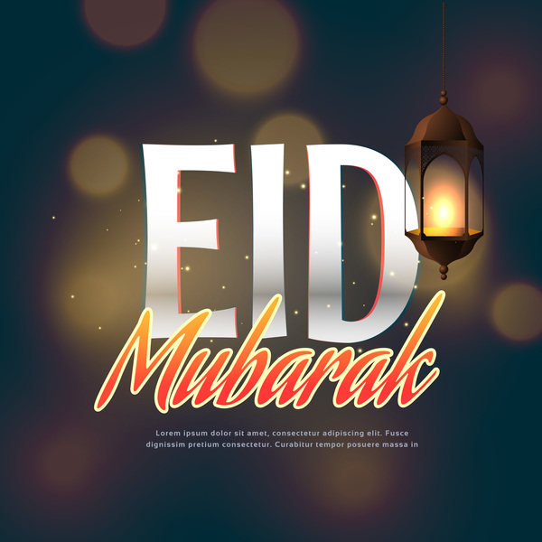 Eid mubarak avec flous fond vecteur 02  