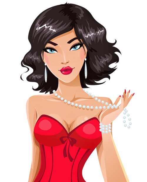 Elegant and gorgeous woman vector material 06  