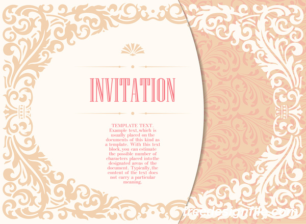 Elegant floral decor with invitation card vectors 06  