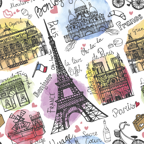 Fashion paris seamless pattern vectors 03  