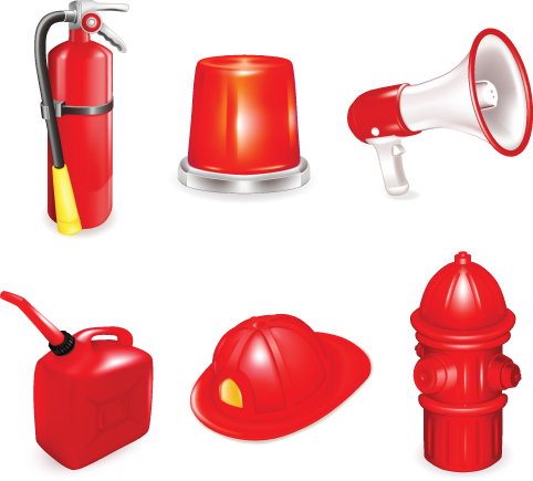 Firefighter and Firefighting tool design vector 02  
