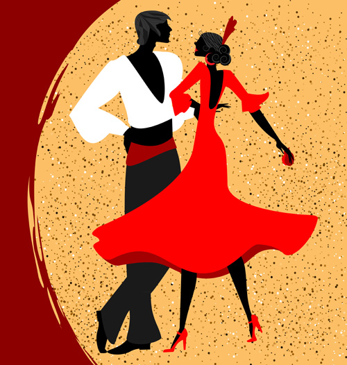 Flamenco dancer design vector 03  