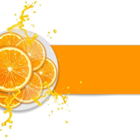 Fresh orange with juice background vector 02  