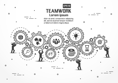 Gearwheel with teamwork template vector 05  
