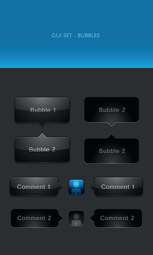 black and blue web button vector set 07  
